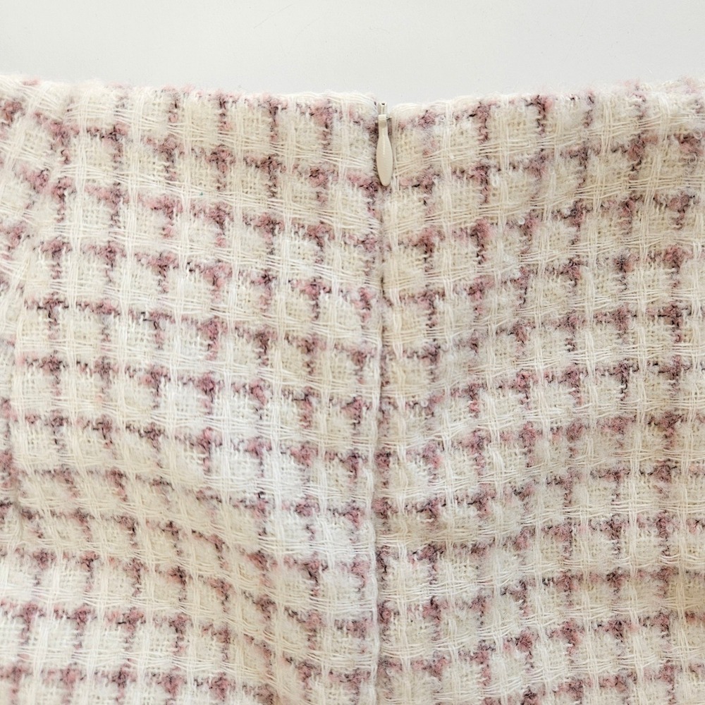 House Of Harlow Pink &‎ White Plaid Tweed Woven Mini Skort Size M - Picture 7 of 8